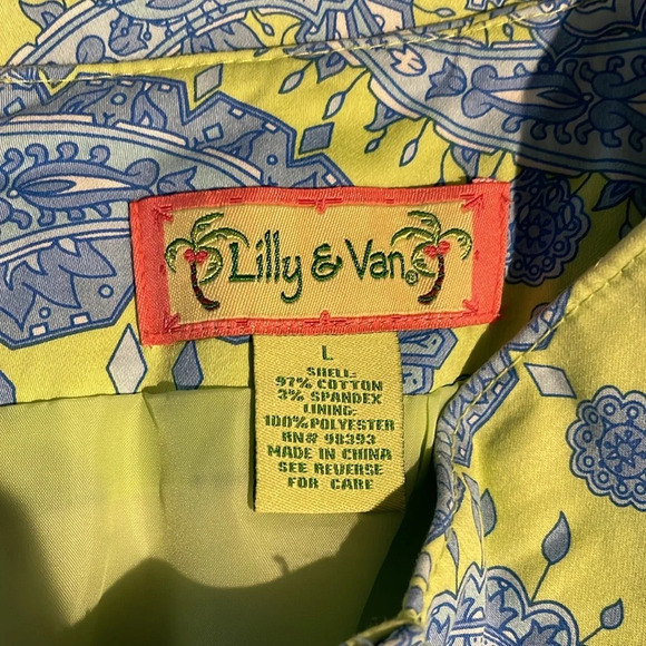 Lilly & Van Women's Size Large Skirt - Blue Paisley Print with Pleated Trim - Picture 3 of 6